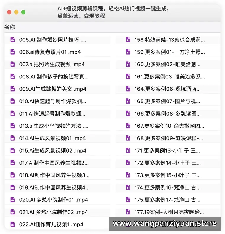 AI+短视频剪辑课程，轻松Ai热门视频一键生成，涵盖运营、变现教程